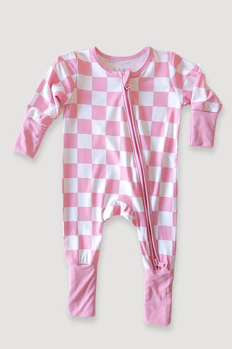 Pink Checkered Long Sleeve Onesie