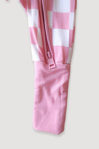 Pink Checkered Long Sleeve Onesie