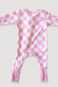 Pink Checkered Long Sleeve Onesie