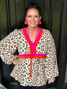 Cheetah Colorblock Blouse