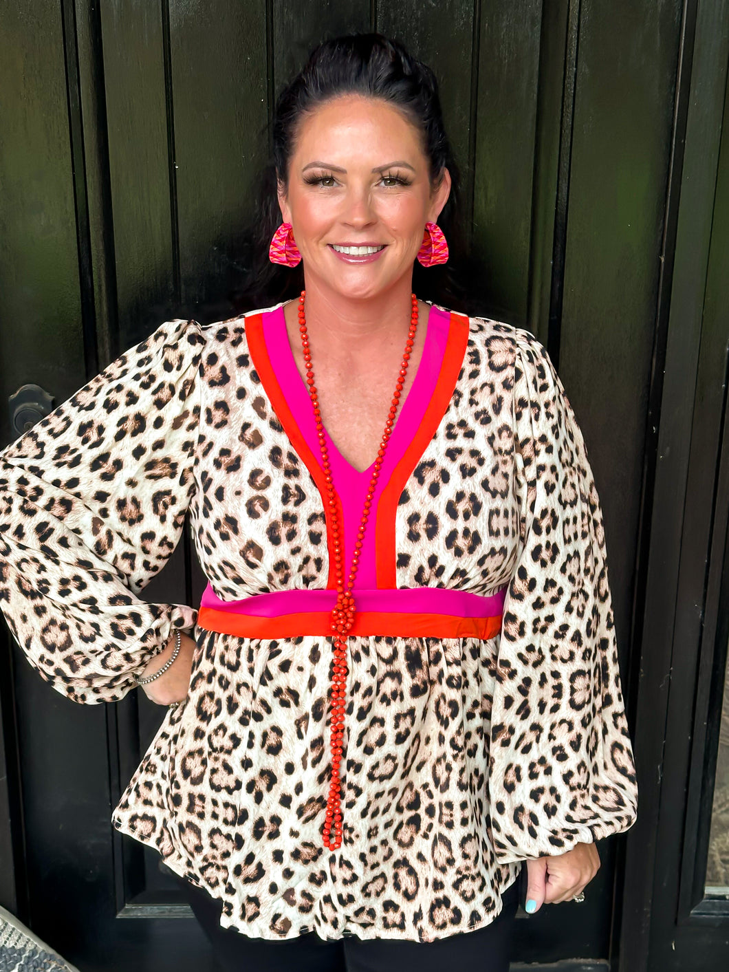 Cheetah Colorblock Blouse