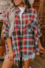 Load image into Gallery viewer, Loose Bracelet Sleeve Plaid Top