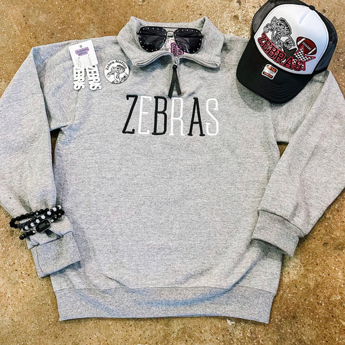 Zebras Embroidered Half Zip