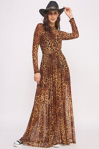 Animal Print Mesh Maxi Dress