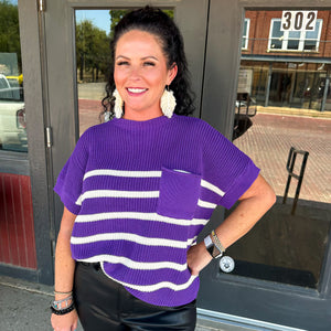 Knit Purple Striped Top