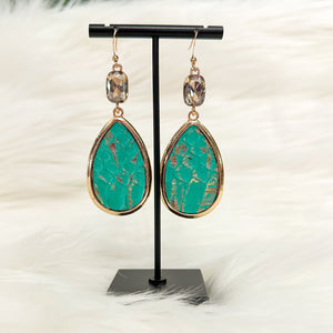 Turquoise/Gold Teardrop Earrings