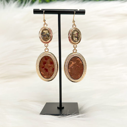 Bronze Oval Earrings