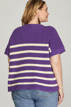 Load image into Gallery viewer, Knit Purple Striped Top