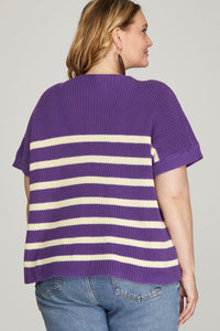 Knit Purple Striped Top