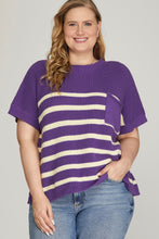 Load image into Gallery viewer, Knit Purple Striped Top