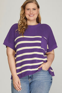 Knit Purple Striped Top