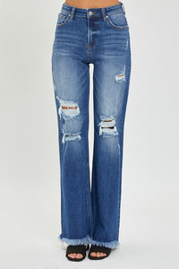 Risen Distressed Straight Jeans