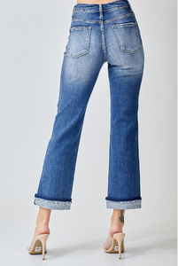 Risen Ankle Straight Jeans