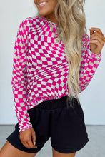 Load image into Gallery viewer, Rose Checker Mesh Top