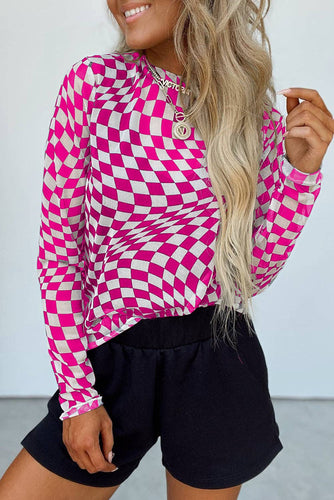 Rose Checker Mesh Top